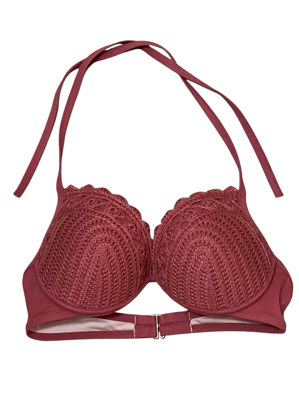 Shade & Shore Crochet Halter Bikini Top - Mauve